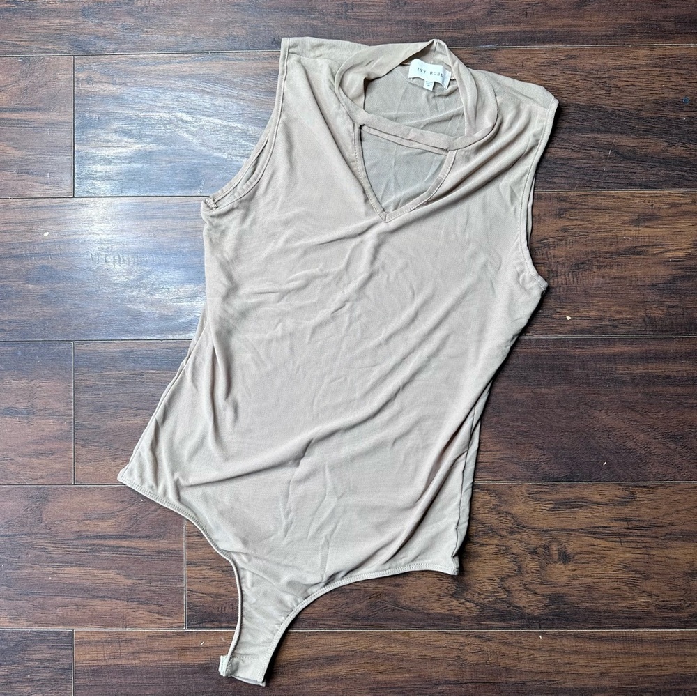 Ivy Rose Keyhole Sheer Halter Bodysuit
